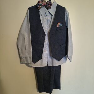 24M Navy Blue Vest & Pants Suit Set with Light Blue Shirt